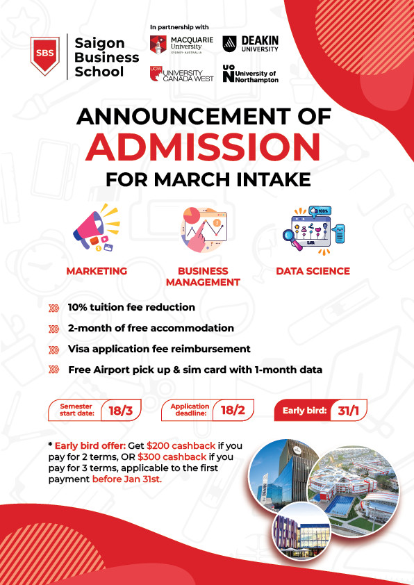 THÔNG BÁO VỀ KỲ NHẬP HỌC THÁNG 3 NĂM 2024 DÀNH CHO SINH VIÊN QUỐC TẾ